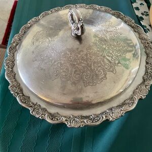 Vintage Ornate Covered Serving Dish -  Rose Pattern